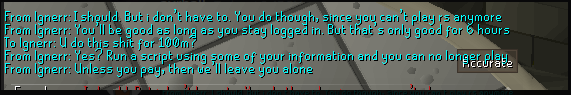 ayrball's tweet photo. @JagexAsh My friend is being black mailed into going into her own account and she literally is a sitting duck. It makes 0 sense how they would even get her info and they just keep locking her out of her account. https://t.co/whGRgXRvKz