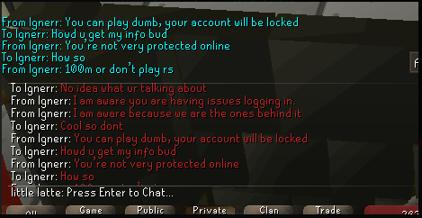 ayrball's tweet photo. @JagexAsh My friend is being black mailed into going into her own account and she literally is a sitting duck. It makes 0 sense how they would even get her info and they just keep locking her out of her account. https://t.co/whGRgXRvKz