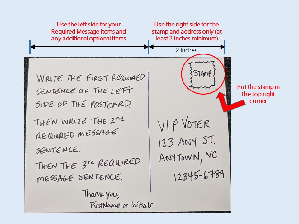 If you haven’t written a postcard before or if it’s been a while since you have, I made a graphic showing how to write & address a basic postcard. Get more details at the US Postal Service FAQs page:  https://faq.usps.com/s/article/How-do-I-Address-a-Postcard