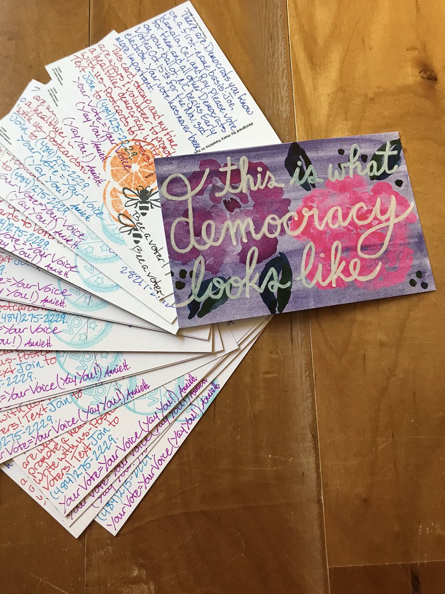 Want to help get out the vote for Democrat candidates around the country from the safety & comfort of home? Join us in writing fun, friendly  #PostcardsToVoters! I’ve been doing this for 2.5 years & I find it extremely rewarding. I put info in this thread to help you get started.