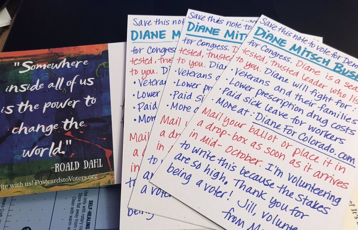 Want to help get out the vote for Democrat candidates around the country from the safety & comfort of home? Join us in writing fun, friendly  #PostcardsToVoters! I’ve been doing this for 2.5 years & I find it extremely rewarding. I put info in this thread to help you get started.