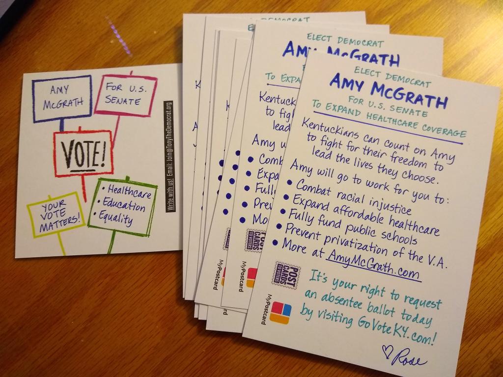 With your addresses, you will also get a list of optional candidate items & optional generic items (e.g., “Your Vote = Your Voice”) that you may want to add to your postcards. You don’t have to use them but there are lots of great phrases to choose from if you want.