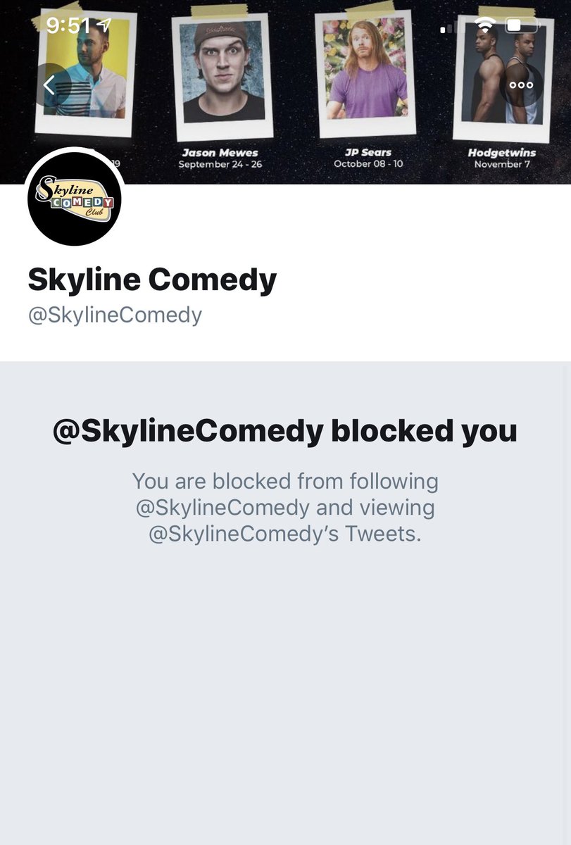 Wow.  @BricktownComedy in OKC and  @SkylineComedy in Appleton WI blocked me cuz I wrote the word “gross” under their tweets re accused rapist Bryan Callen playing their clubs. Guess they don’t think pissing off a national headliner like me matters. Rapists = ok but tweets aren’t?