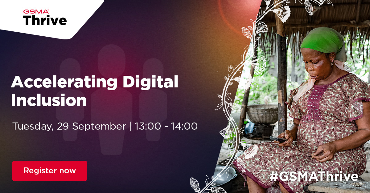 Register for #GSMAThrive Africa and join the #ConnectedSociety session where we'll discuss the state of mobile connectivity, together with key barriers and opportunities for accelerating #DigitalInclusion in Africa. 

Register now ➡️ bit.ly/3bIhJGR