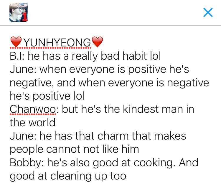 "He has that charm that makes people cannot dislike him" -June on Yunhyeong