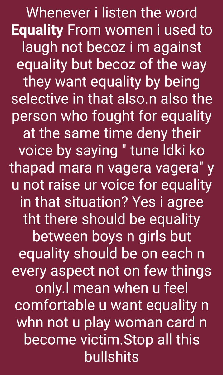 deepesh9511's tweet photo. Equality????????????
#StopBeingSelective https://t.co/G0iZlFJCOM