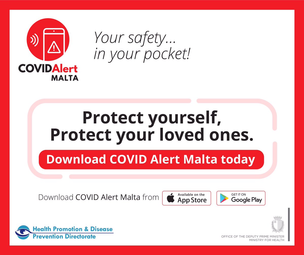 Download #CovidAlertMalta #protectyourself #protectyourlovedones 
#yourSafetyinYourPocket