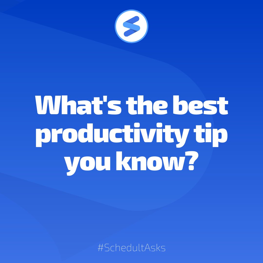 GetSchedult's tweet image. 🚀 We all looking for tips to increase our productivity, and most of us found a gem that works wonder for them!

Share your tips with us in the comments! 👇

#SchedultAsks #TeamCoffee #WorkQuestions #QuestionoftheDay #GetSchedult