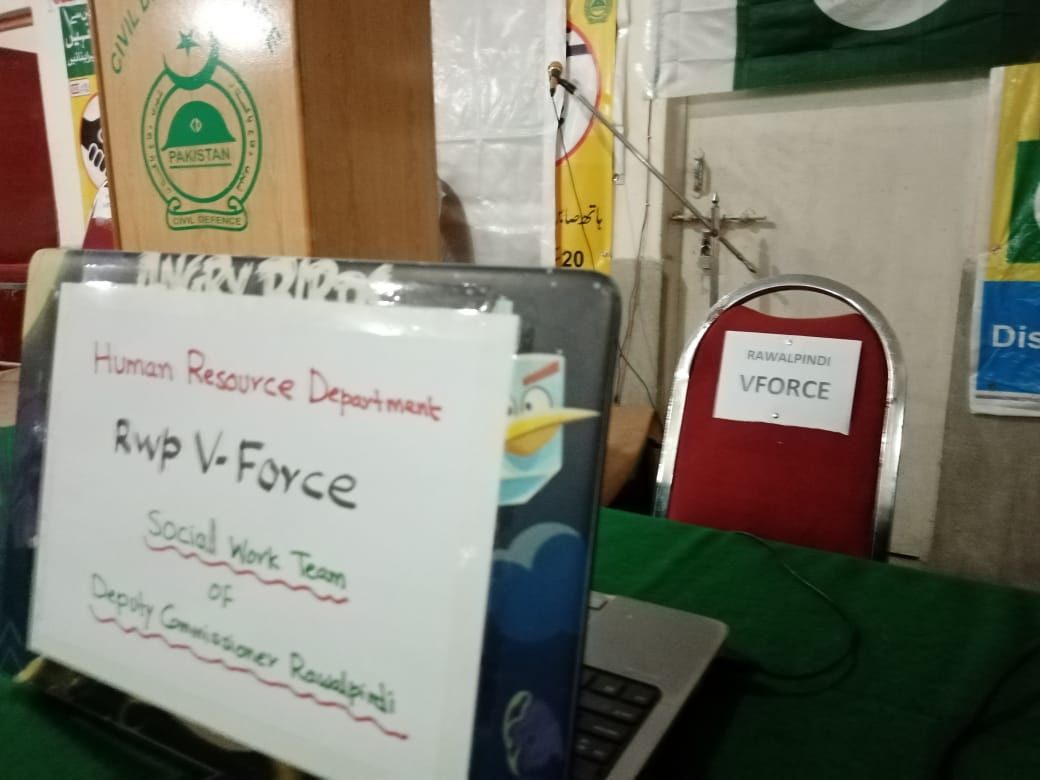 RwpVForce's tweet photo. Rawalpindi V-Force works with the District Administration in various areas of the city. Asst. Chief Coordinator, Kaleem Tahir with Sher Ali, Asst. Director HR welcomes a volunteer (&amp; other's) in yesterday's Orientation &amp; ID Card Distribution Event #SundayThoughts #VForceUpdates https://t.co/UJBmLDh4km