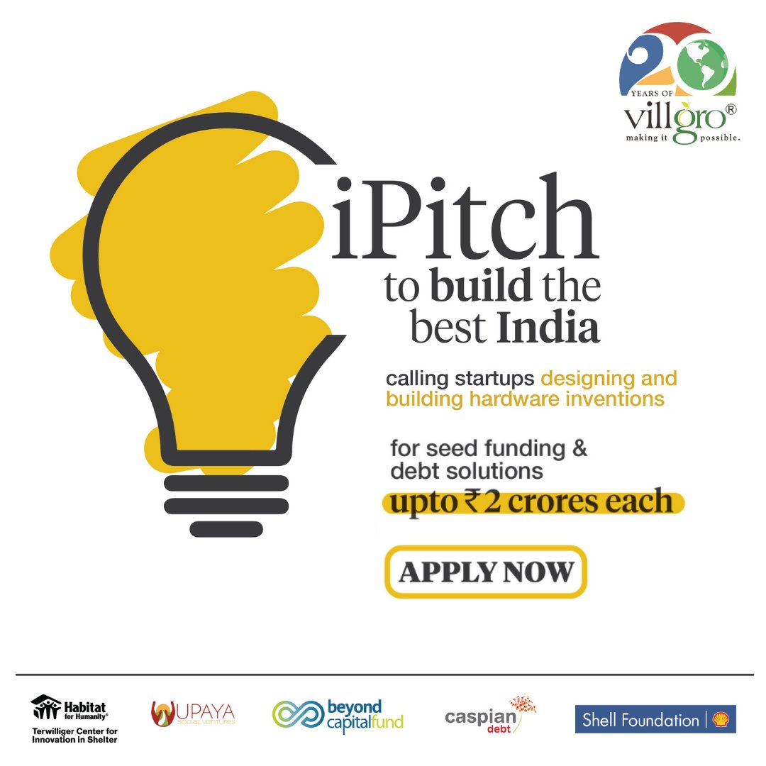 Villgro's tweet photo. #Invention-based enterprises need a supportive environment in order to thrive and get their products to market. Calling all #invention-based enterprises seeking #incubation, #mentorship and #technicalassistance among other support to apply now https://t.co/u9Uec32qMU
#iPitch2020 https://t.co/3gZWyX2Qqp