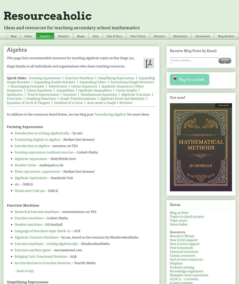 mathsjem's tweet photo. Maths teachers - my blog can save you lots of time in finding resources for your lessons. I have resource libraries covering all topics in Key Stage 3, 4 and 5 maths. They are full of helpful links and recommendations.

https://t.co/ddaccSPaWn 

#mathschat #teammaths https://t.co/do9moHifxD