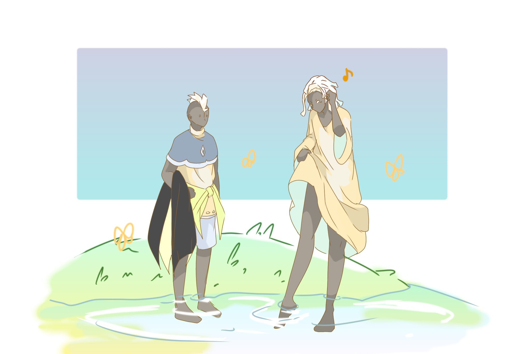 かがみ 夜光 黒ケープさんの裾が 邪魔そうだったので 結んであげた黄緑ケープさん