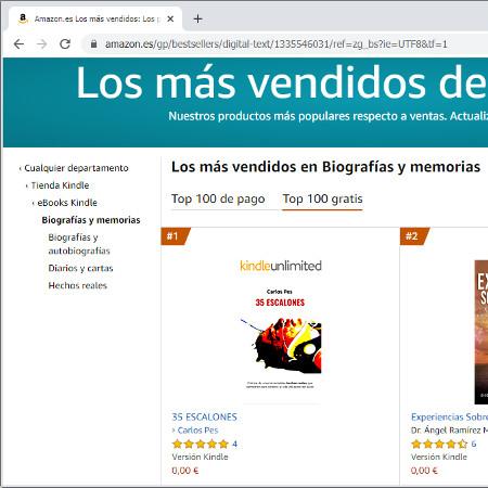 carlospes's tweet photo. ¡Muchas gracias a todos los que os estáis descargando el #eBook de "#35ESCALONES" que he puesto #gratis varios días en #Amazon y que se ha posicionado NÚMERO #1 en varias categorías de la sección de #eBooksKindle (#BestSellers) más vendidos!
https://t.co/FWXlIX4Ipt https://t.co/kLhsF9W2S4