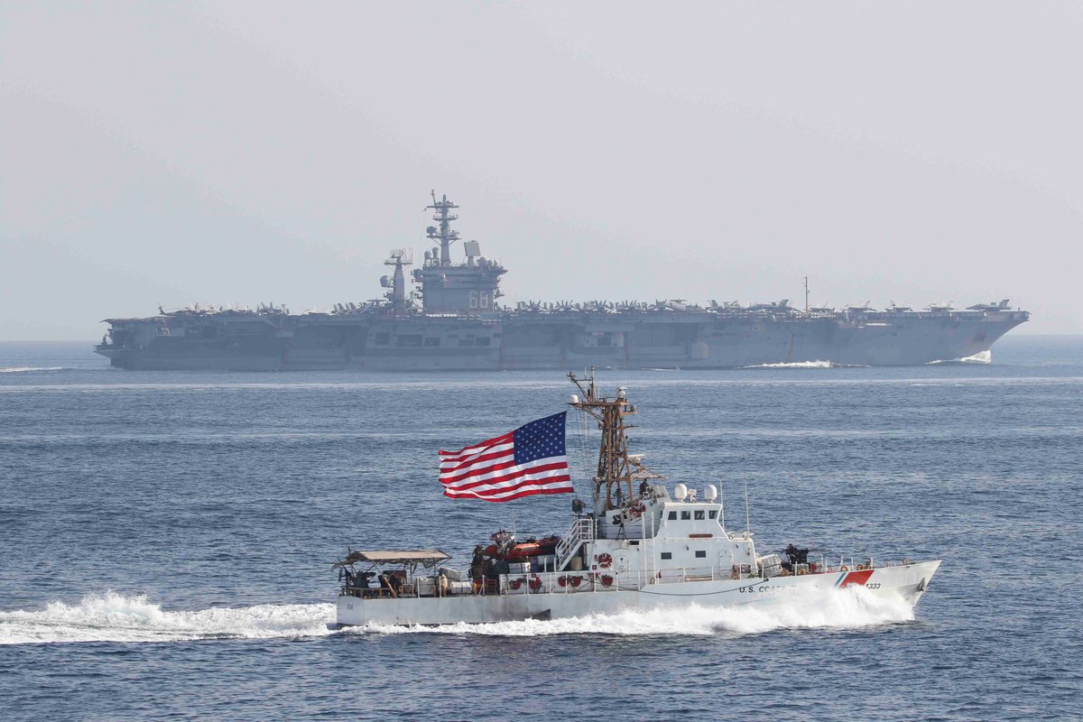 U.S. Naval Forces Central Command/U.S. 5th Fleet (@us5thfleet) on Twitter photo Patrolling Together. <a href="/USCG/">U.S. Coast Guard</a> patrol boat USCGC Adak (WPB 1333) steams alongside aircraft carrier USS Nimitz (CVN 68).
<a href="/USCG/">U.S. Coast Guard</a> ships have been operating in the Middle East since the 1990s; #PATFORSWA stood up in 2002 to support regional maritime security
#NavalTeamwork <a href="/USCGLANTAREA/">USCG Atlantic Area</a> Patrolling Together. <a href="/USCG/">U.S. Coast Guard</a> patrol boat USCGC Adak (WPB 1333) steams alongside aircraft carrier USS Nimitz (CVN 68).
<a href="/USCG/">U.S. Coast Guard</a> ships have been operating in the Middle East since the 1990s; #PATFORSWA stood up in 2002 to support regional maritime security
#NavalTeamwork <a href="/USCGLANTAREA/">USCG Atlantic Area</a>