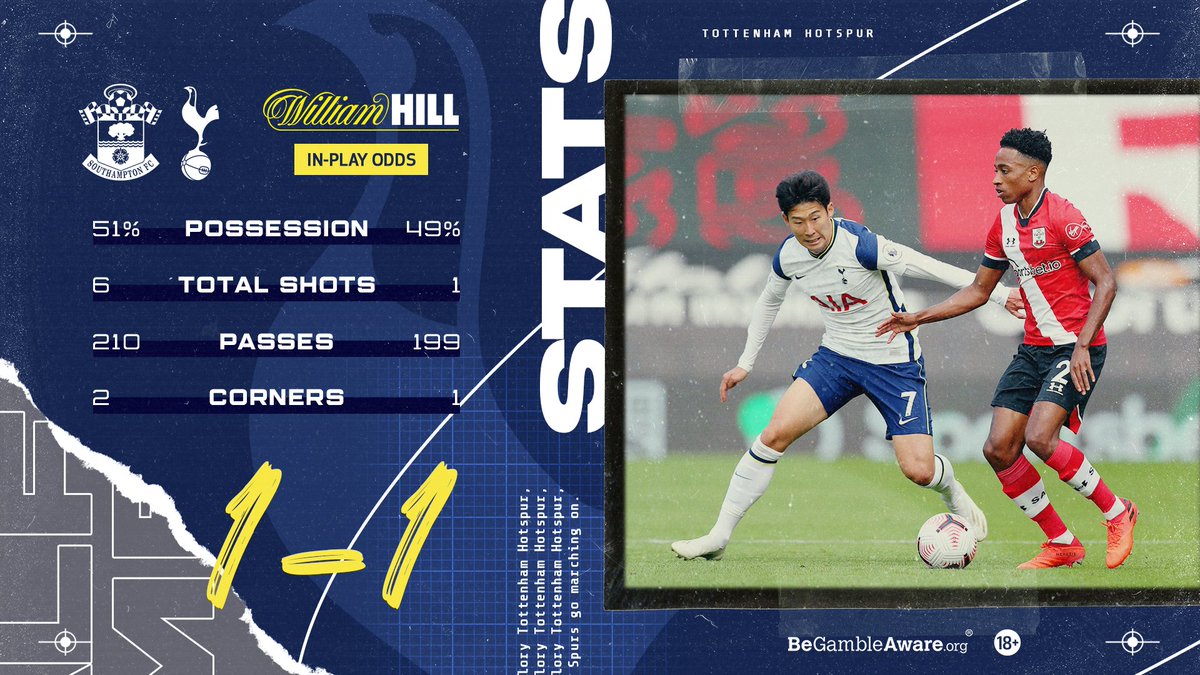 46 - Back underway at St. Mary's!

📲 <a href="/WilliamHill/">William Hill</a> latest (18+)
wh.bet/3mCSFpB

🔴 #SaintsFC 1-1 #THFC ⚪