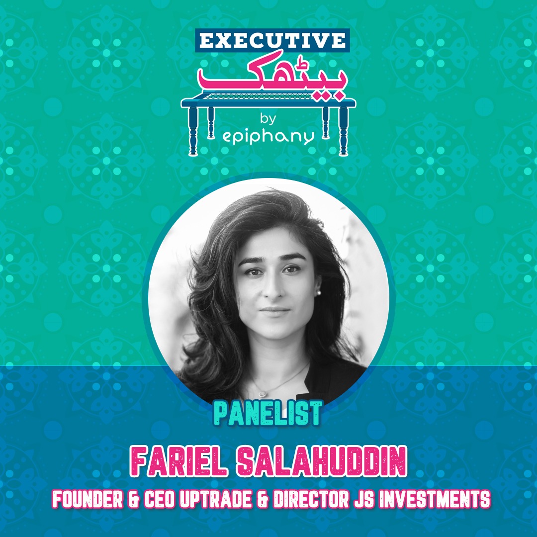 ExecutiveBaith1's tweet photo. Announcing panelist for Executive Baithak powered by @epiphanypk Fariel Salahuddin, Founder &amp; CEO UpTrade (Goats for Water) &amp; Director JS Investments. Topic "What the Future Holds for #Pakistan Post Lockdown &amp; 2021" Sept 26, Sat, 3 PM PKT. Register 👇

https://t.co/WNkF5kD7ZM https://t.co/o7q3sAf3HQ