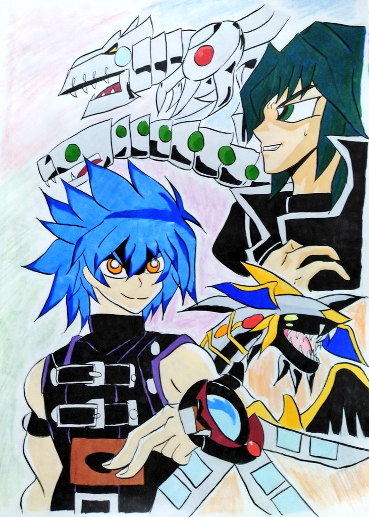 Takeshi 遊戯王gxより 究極ドラゴン対決 サイバーエンドvsレインボーダーク を描きました 遊戯王gx 遊戯王好きと繋がりたい