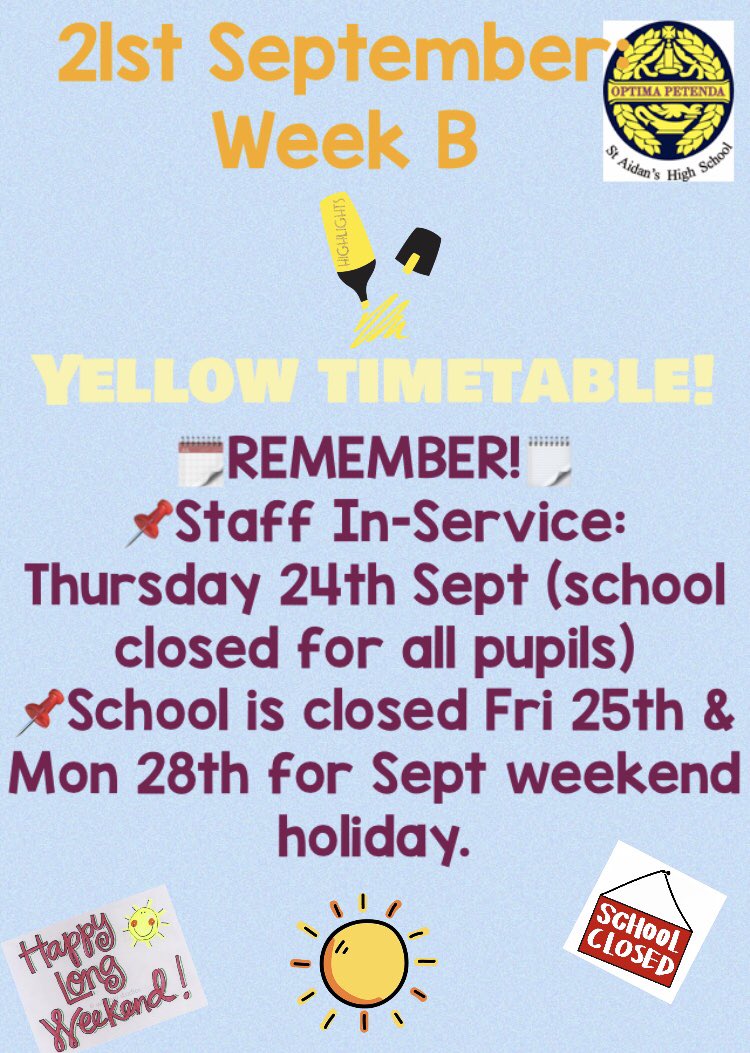 StAidansHigh's tweet image. #WeekB #shortweek #Septemberweekend 😊