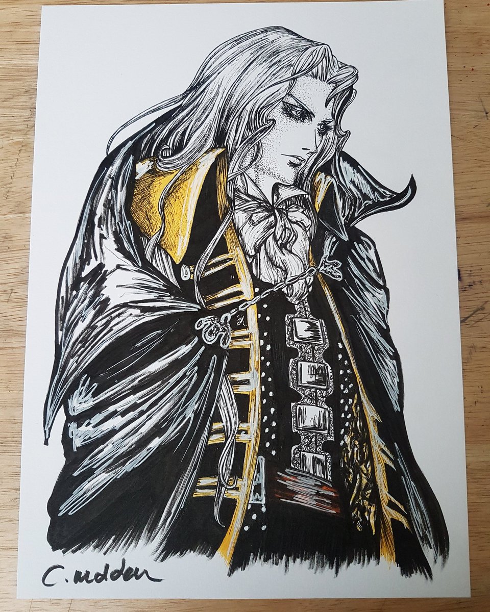 CMoldenFineArt's tweet photo. Pen drawing of Alucard from Castlevania https://t.co/1Mv86auzu2