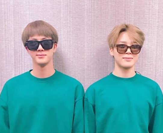 When Jin matched green sweatshirts with Jimin