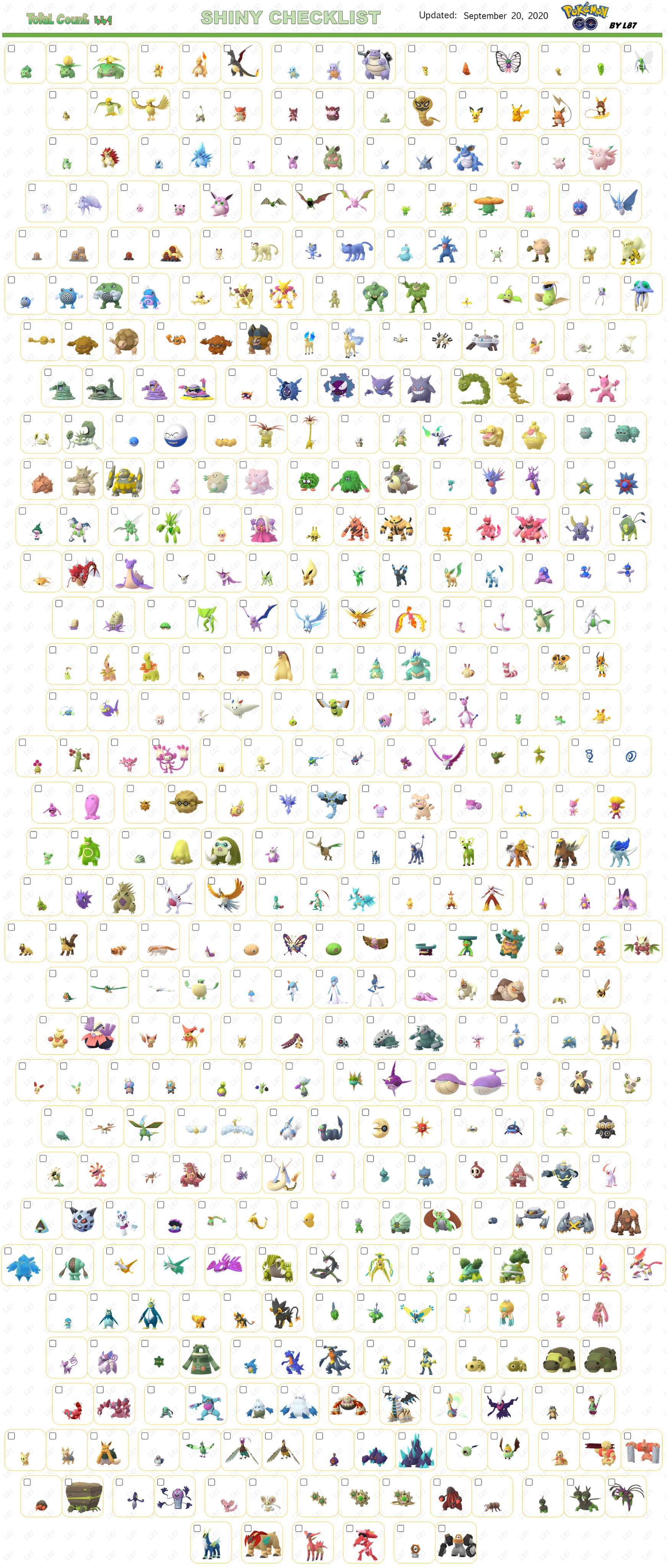 Pokémon Shiny Checklist  Pokemon, Shiny pokemon, Pokemon pokedex