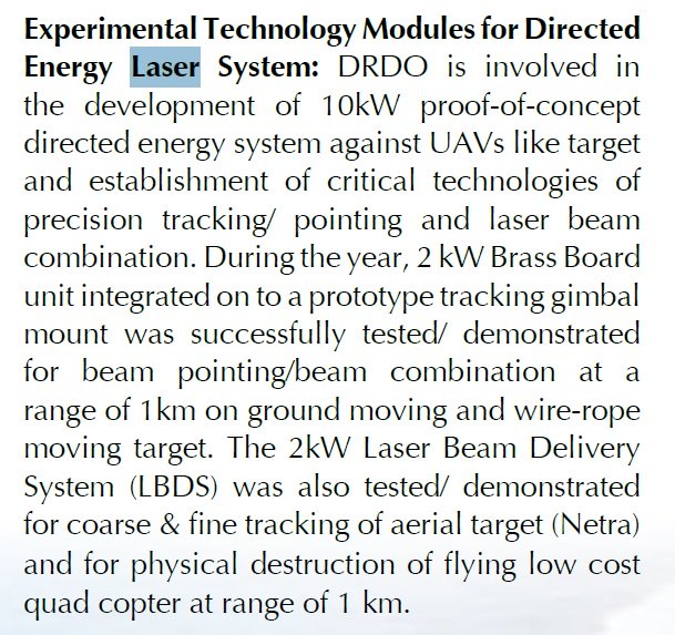 We've already seen 2 anti-drone DEW systems deployed: 1st was during US President's India visit. The system may be a modified version of an old DRDO DEW project. In 2017, DRDO had developed 10kW & 2kW lasers. The system deployed here is probably using the 10 kW DRDO laser.