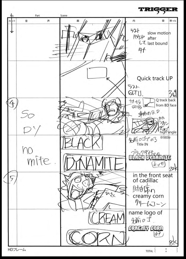 Storyboards by Hiroyuki Imaishi (今石 洋之):

https://t.co/7AI9uIFELE
https://t.co/FjS3EWcXvn
https://t.co/xr99WiabfF
https://t.co/aul6qX98xE 