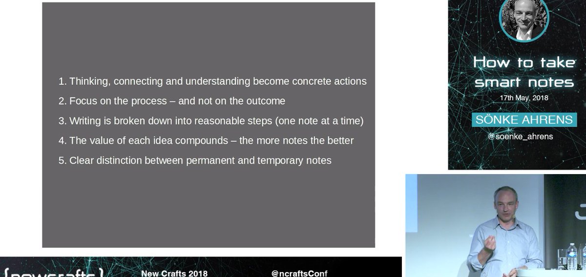 SUNDAY SUPER NERD NOTE-TAKING (Zettelkasten)Came across excellent presentation by  @soenke_ahrens on smart notes.True Nerd & Geek level stuff here. Not safe for note-taking wimps & wannabes.My nerd notes follow @RoamResearch  #roamcult  #zettelkasten https://vimeo.com/275530205 