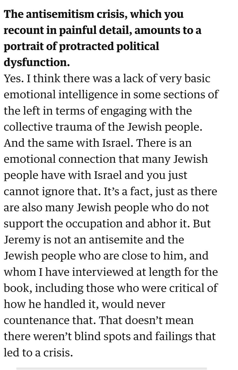 Hey Owen Jones, did it not occur to you to interview, ONE, JUST ONE, of the over 85% of British Jews that think  @jeremycorbyn is an antisemite? This may have burst your smug little bubble so I guess not. 1/7