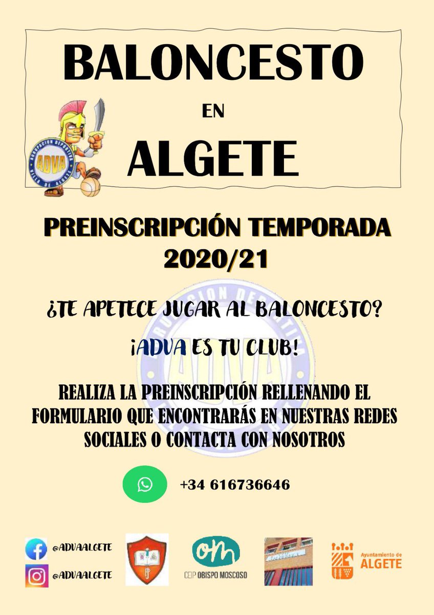 AdvaAlgete's tweet photo. ¿Te apetece jugar al baloncesto?
Accede al link y rellena la preinscripción!!
https://t.co/GBS1qvMjot https://t.co/NLP4ICe3O0