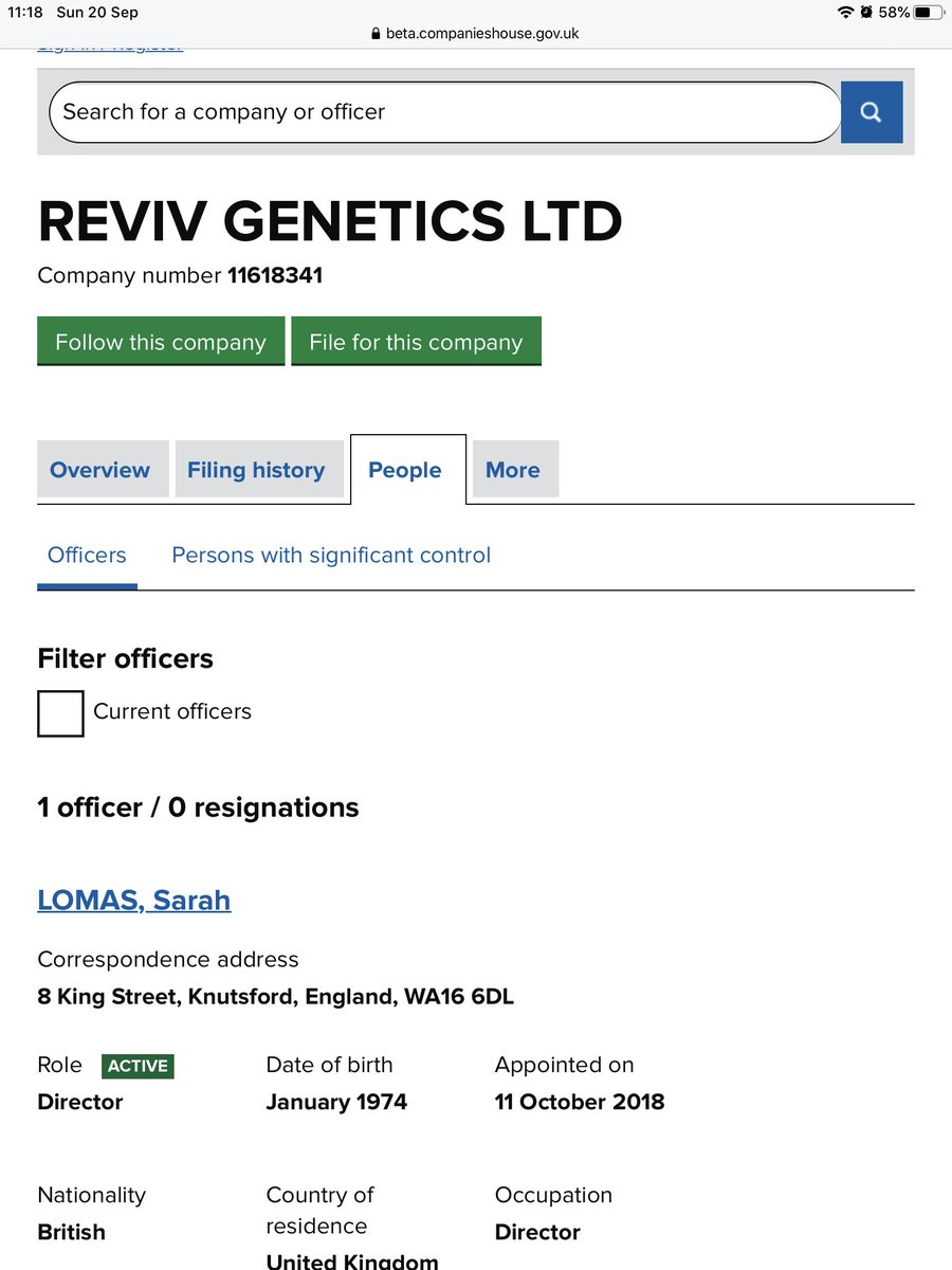 Looks as if it was set up in October 2018. One set of filed accounts. Looks broke.Johnson’s brother joins in July 2020 as non Exec Director.Who is Sarah Lomax?Who provides their kits? The manufacturer? Lab servicesDoes anyone know?  @AdamRutherford ? (See story)