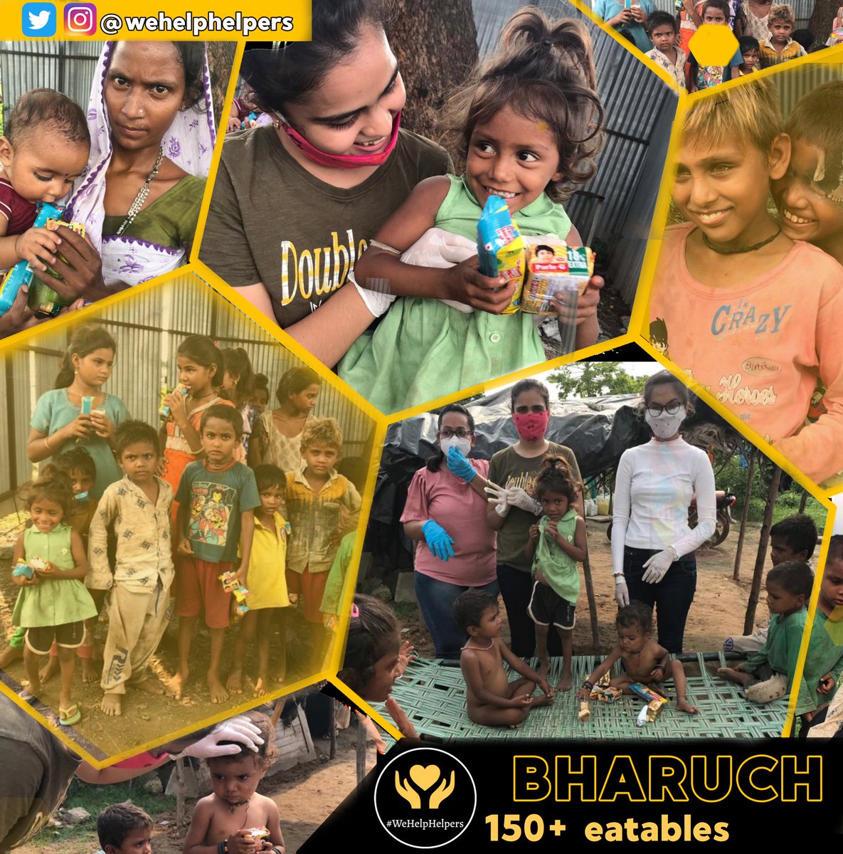 wehelphelpers's tweet image. It&apos;s said &quot;Happiness is not something ready made.
It comes from your own actions.&quot; And for us, that action is helping others and seeing a smile on their face. A glimpse of our volunteers in Bharuch who distributed 150+ eatables to the needy ones. #WeHelpHelpers