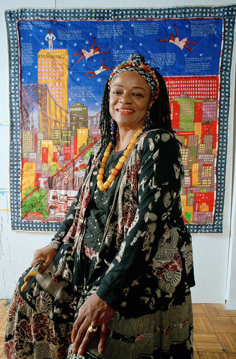 Faith Ringgold is one of the first artists  @sarah_____j and I talked about -- we both really love her work and feel that she sits at the intersection of our interests. Ringgold (1930-) is a painter, writer, and sculpture best known for her narrative quilts (2/17)