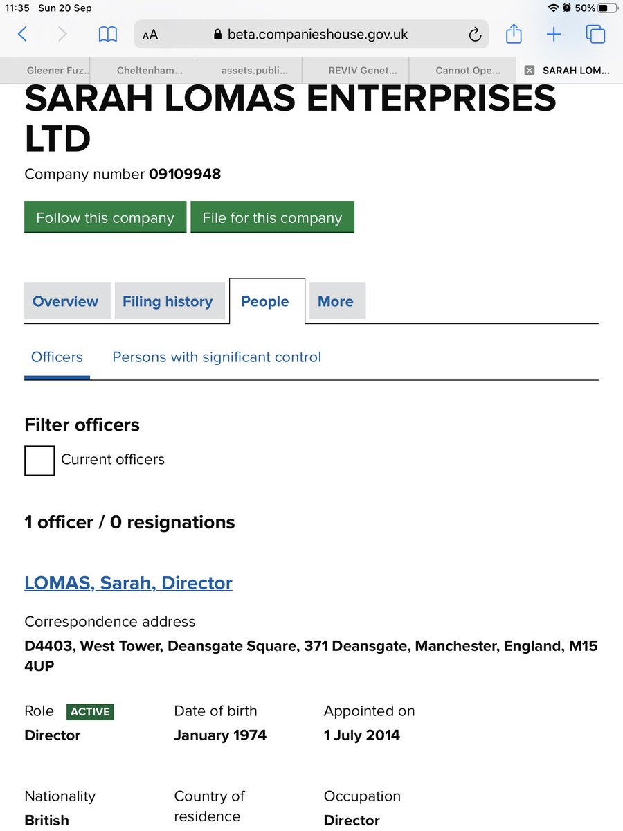 Here are some more companies that seem linked through her.Sarah Lomas Enterprises LtdReviv UK ltdReviv Capital LtdReviv enterprises LtdReviv Manchester LtdReviv Spain LtdAnd - of course Reviv Global Ltd.