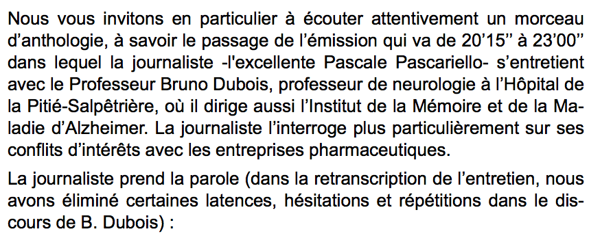 En 2015, la journaliste  @p_pascariello ( qui sur  @mediapart cette année a enquêté sur Didier Raoult et son Massilia Baltringue's Band avec brio)avait coincé Bruno Dubois sur ses conflits d'intérêt dans une émission de France Inter https://www.franceinter.fr/emissions/interception/interception-11-janvier-2015