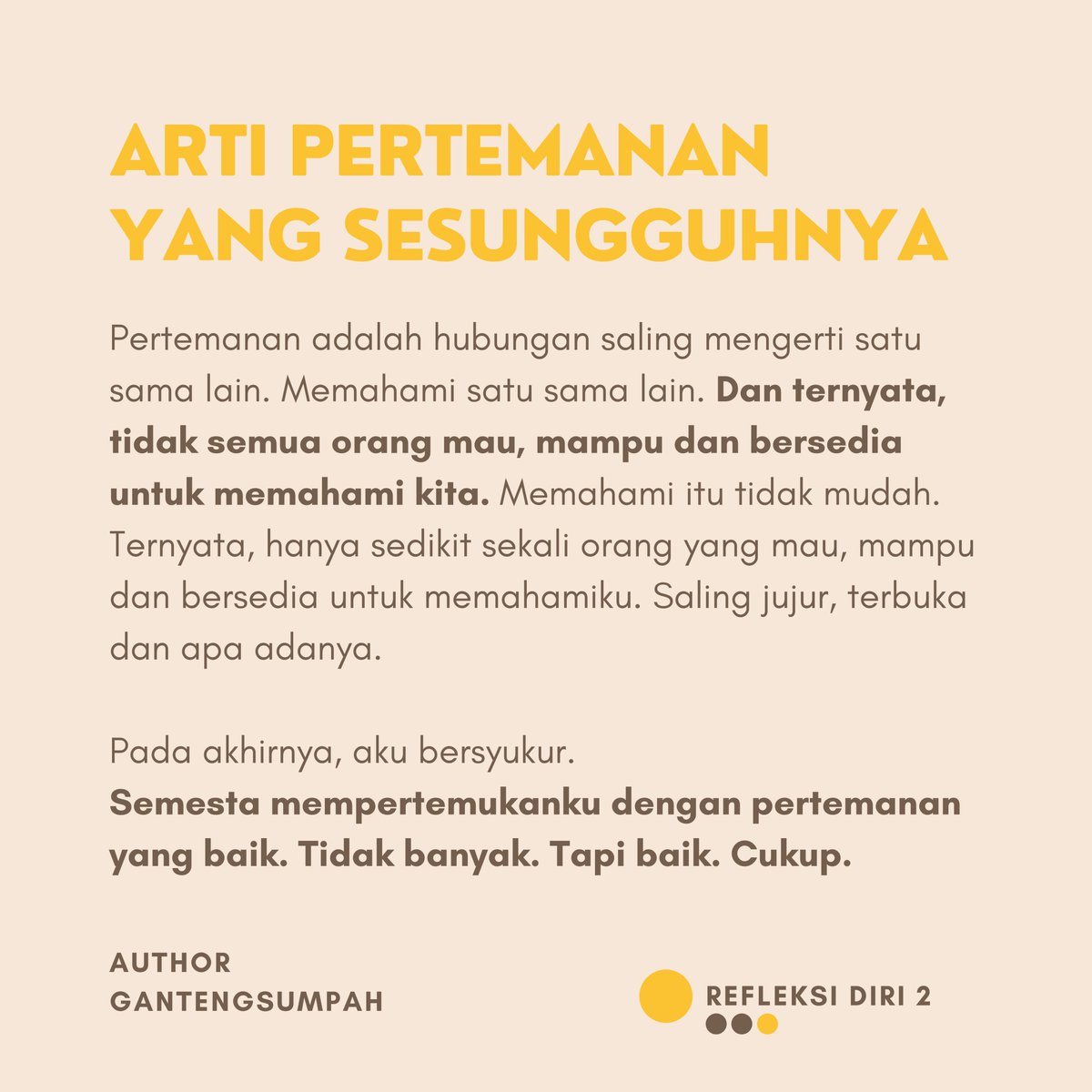 gantengsumpah's tweet photo. Pada akhirnya, aku bersyukur.
Semesta mempertemukanku dengan pertemanan yang baik. Tidak banyak. Tapi baik. Cukup. https://t.co/4VSTemCcKh