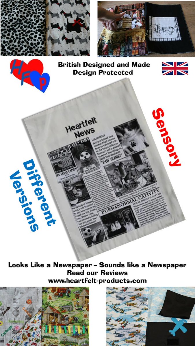 ICEAlertwallet's tweet image. Check out Heartfelt Products Sensory Newspaper now COVID compliant washable to 60 degrees and in different new versions.  They make a great gift for someone in Residential Care when you can't visit them.  We can also bespoke so please email us at enquiries@heartfelt-products.com
