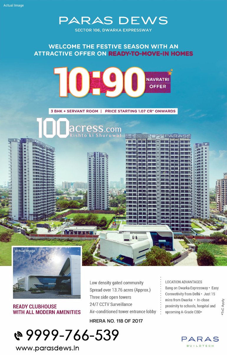 100acressdotcom's tweet image. Welcome to the festive season with an attractive offer on READY TO MOVE IN HOMES
10-90 PAYMENT PLAN
3 BHK + SERVANT ROOM - START FROM 1.07 CR

Schedule a Visit now:
📞 +91-9999-766-539
🌐 parasdews.in

#ParasDews #ParasDewsGurgaon #ReadytoMoveFlat #ReadytoMoveIn