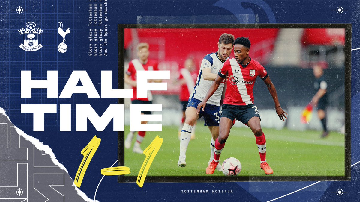 HALF-TIME: Sonny's strike in stoppage-time levels the scores at the break.

🔴 #SaintsFC 1-1 #THFC ⚪