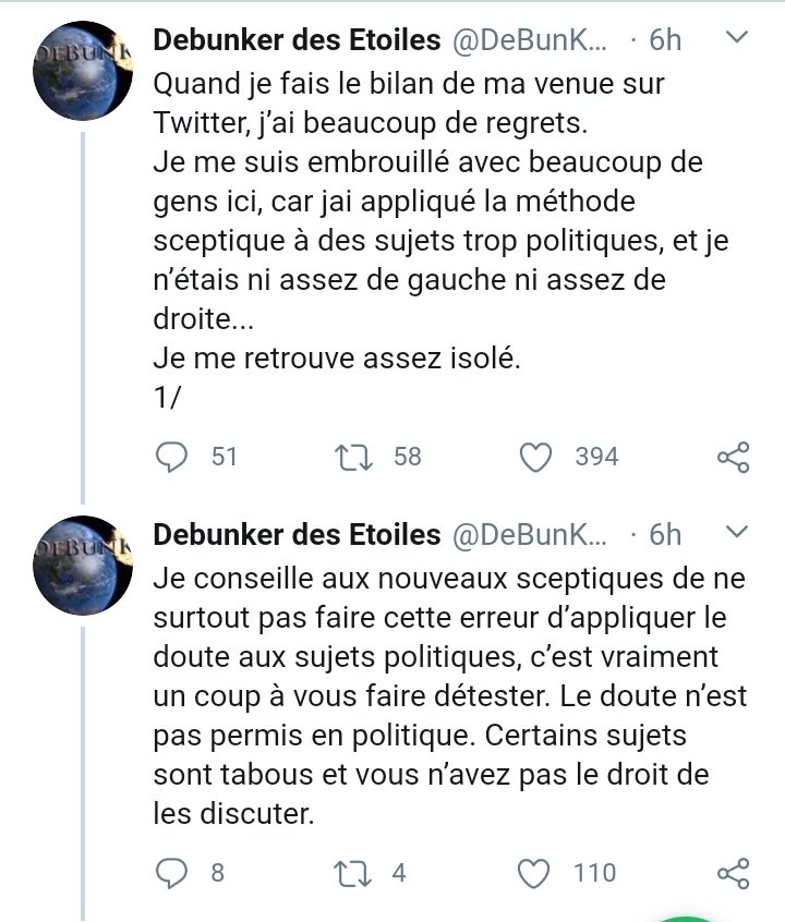 DdE a écrit une série de tweets peu après et est venu les partager sous ma parodie (il s& #39;est donc reconnu et a voulu se défendre). Bon ses tweets confirment qu& #39;il est une parodie de lui-même...