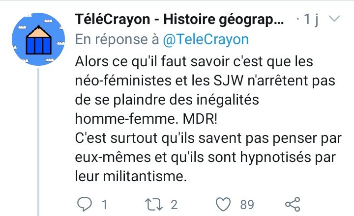 Ici je fais du chronocentrisme, le fait de penser que par son époque. Exemple : penser que les féministes d'aujourd'hui vont trop loin contrairement à celles d'hier. A toutes les époques des gens ont dit que les féministes de leur temps vont trop loin 