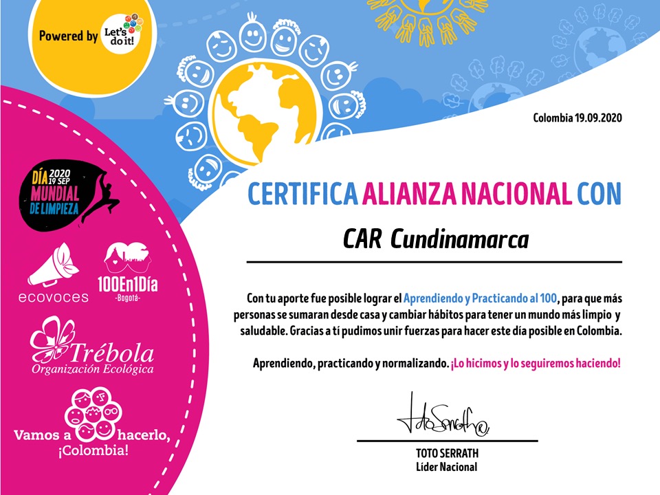 CAR_Cundi's tweet photo. En el #TerritorioCAR ¡Lo hicimos!
Gracias al compromiso y labor ciudadana por un mejor ambiente para todos, quedamos certificados como una de las entidades más comprometidas con la limpieza mundial 🌎
#AprendiendoAl100 #PracticandoAl100 #NormalizandoAl100 https://t.co/r584pYyvSb