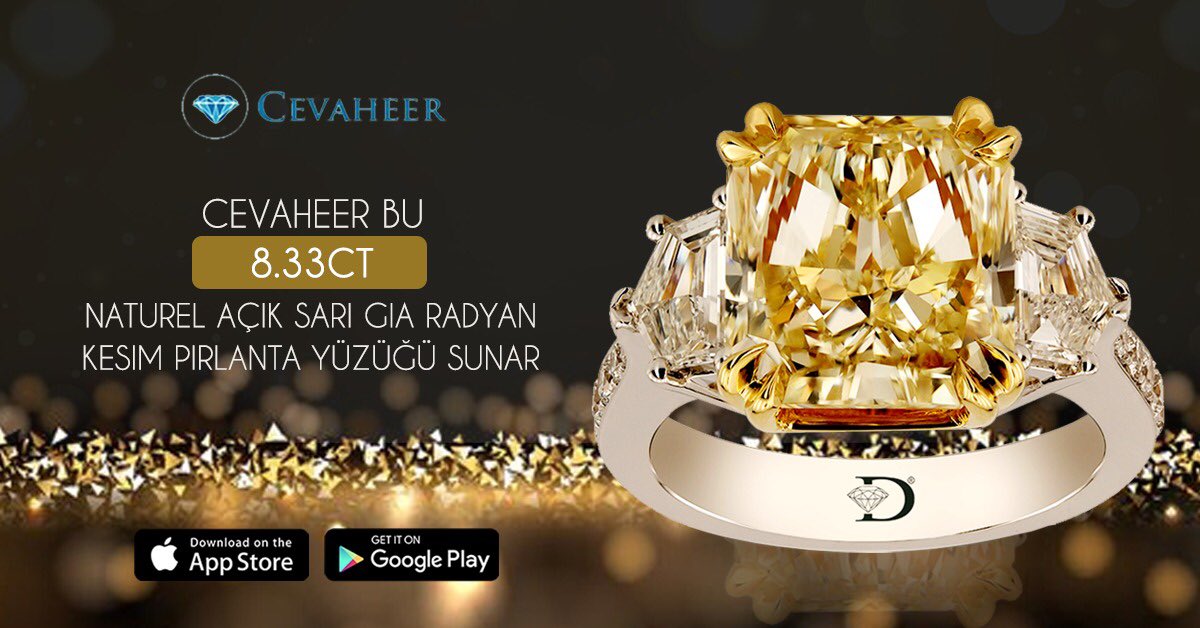 Cevaheer bu muhteşem 8.33ct naturel açık sarı GIA radyan kesim Pırlanta yüzüğü sunar. Cevaheer.com adresini ziyaret ederek veya app store veya play store’dan uygulamamızı indirin 

#Cevaheer #Pirlanta #yüzük