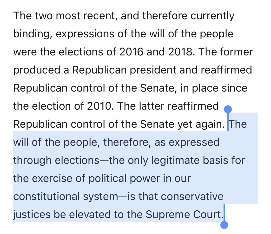 REASON 1: The Alleged 2016 Precedent. “Republicans are both exercising their lawful powers and delivering for their constituents—which is exactly what they are elected to do.”