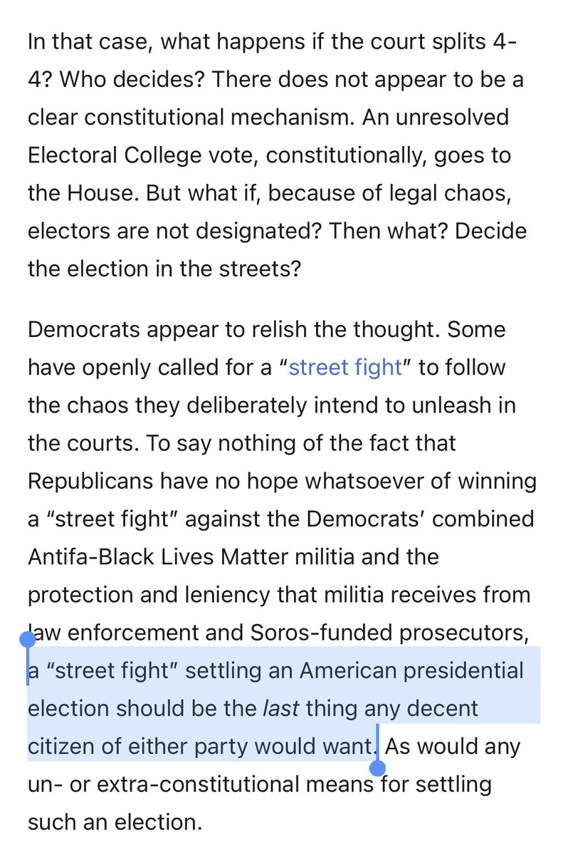 REASON 3: Stopping Election Chaos. “A street fight settling an American presidential election should be the last thing any decent citizen of either party would want.”