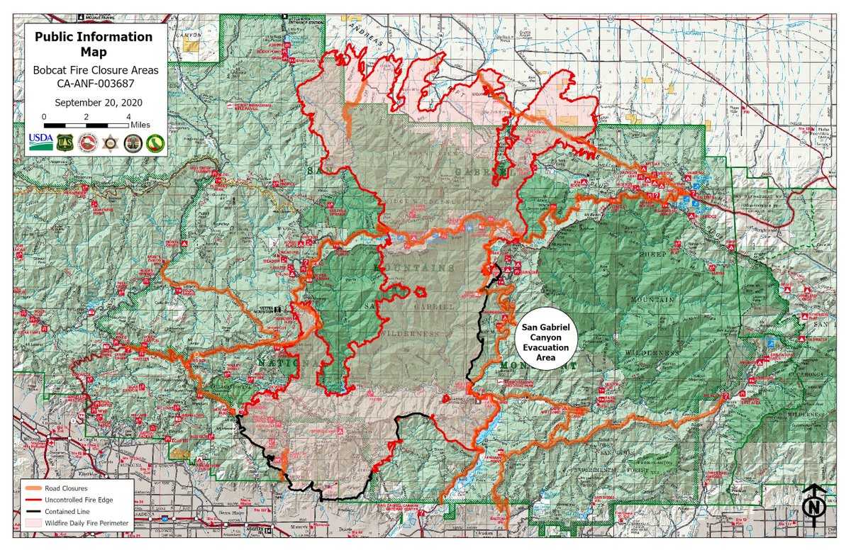 LACoFDPIO's tweet photo. **UPDATE** The #BobcatFire is approximately 99,428 acres with 15% containment. There are 1,686 personnel assigned to the incident.

#LACoFD https://t.co/i98iFftlk0