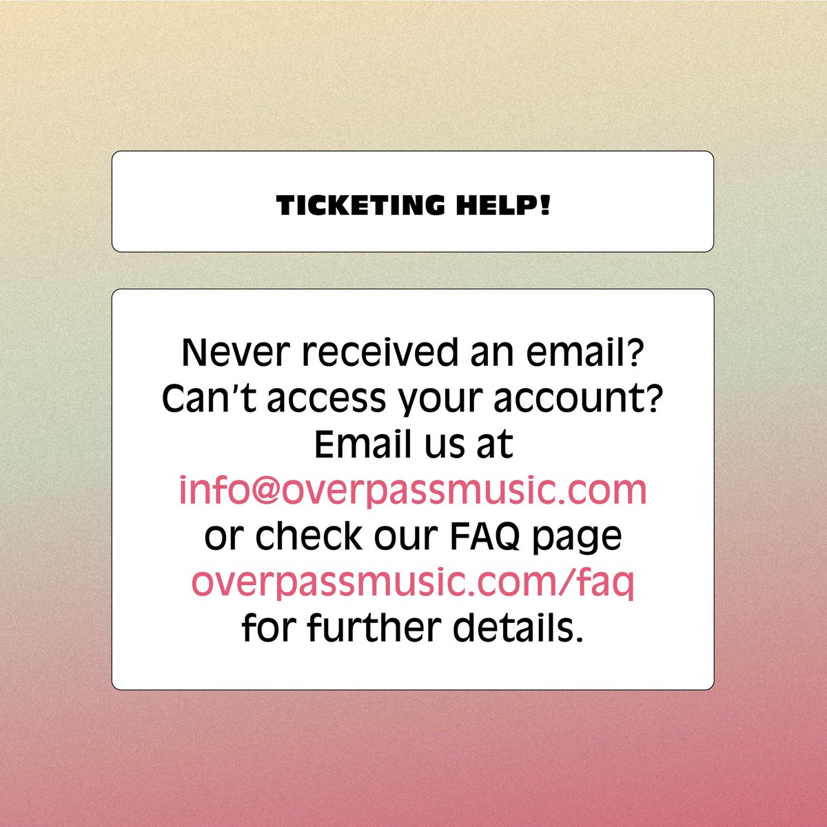 overpassfest's tweet photo. Another round of questions being answered for the people in the back. Hit our FAQ page for more info!

#OVERPASS2020 https://t.co/YL6p70dLuJ