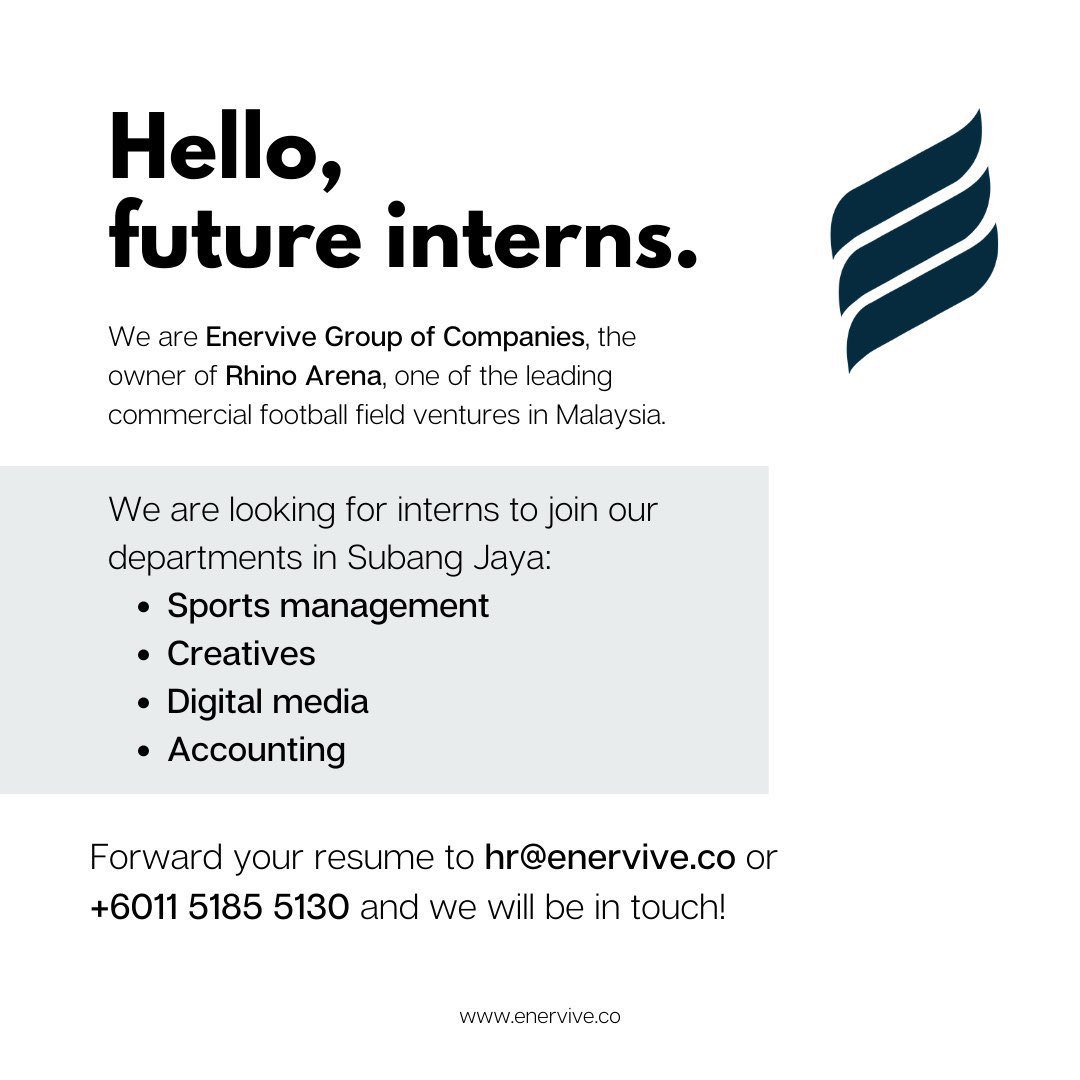 enervive's tweet photo. Hello! #Enervive is looking for interns to join the team. PM for more details and we will be in touch! https://t.co/Hbva8ZZRWP