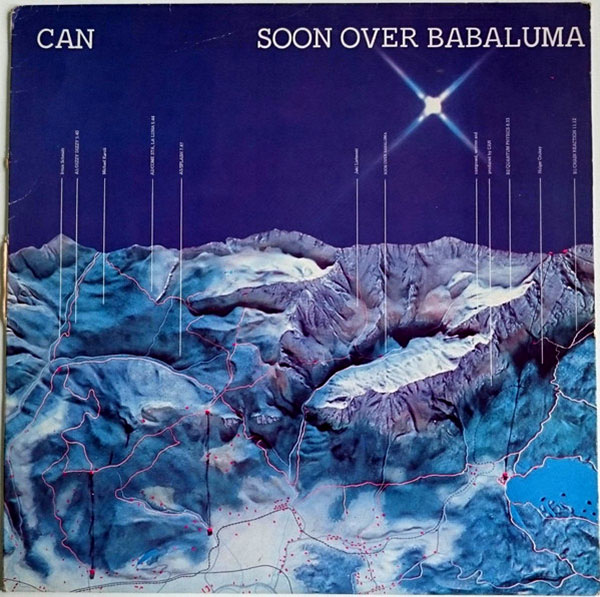 Can's 1974 album Soon Over Babaluma, cover finish in metallic #cobaltblue, designed by Ulli Eichberger <a href="/DesignMuseum/">the Design Museum</a> #fontsunday #SirTerenceConran