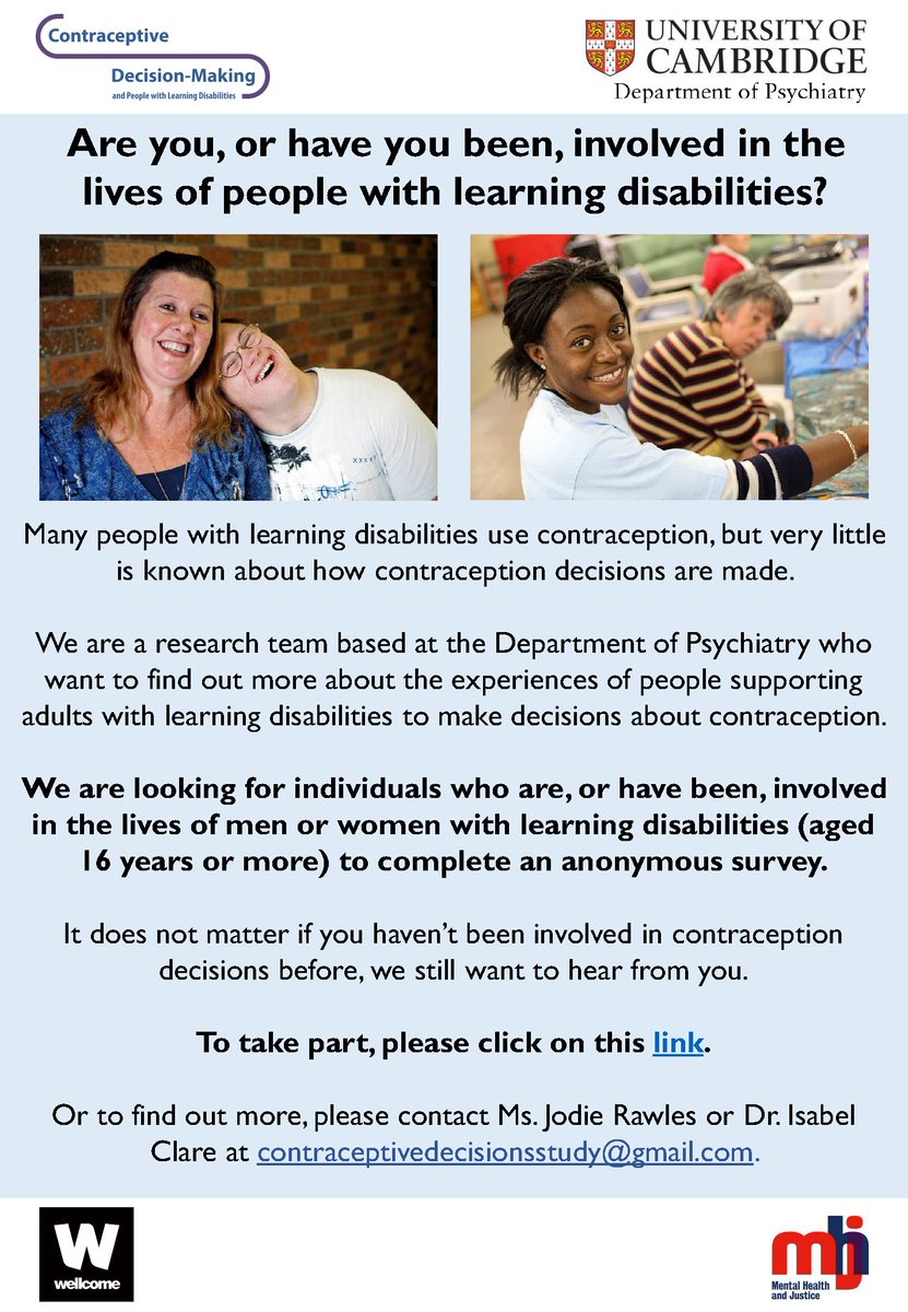 SupportedLoving's tweet photo. Contraceptive decision-making survey

Do you support adults with a #learningdisability?  The team @psychiatry_ucam are looking for people to help out with a survey about #contraception.  If you can help, please get in touch below. https://t.co/kuhJxB75cC